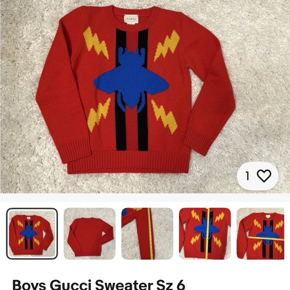 Gucci Kids Red Graphic Sweater